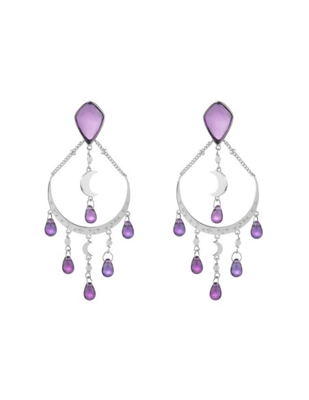 Pendientes largos de AGATHA PARÍS con amatista de la colección FLY de Sara Carbonero