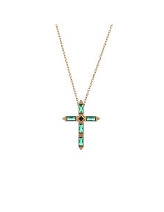NEC1DORIS - Collar cruz verde esmeralda