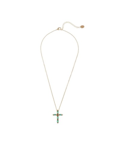 NEC1DORIS - Collar cruz verde esmeralda