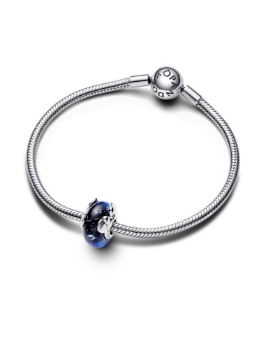 Charm en plata de ley Cristal de Murano Azul Mickey Mouse & Minnie Mouse de Disney​