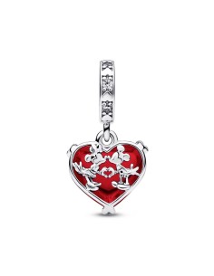 Charm Colgante de cristal de Murano rojo en plata de ley Beso Mickey y Minnie de Disney​ 2
