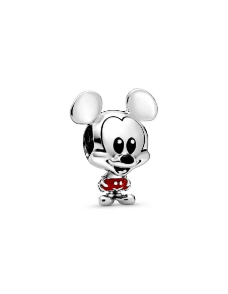 CHARM DISNEY MICKEY EN PLATA DE LEY CON ESMALTE ROJO Y NEGRO