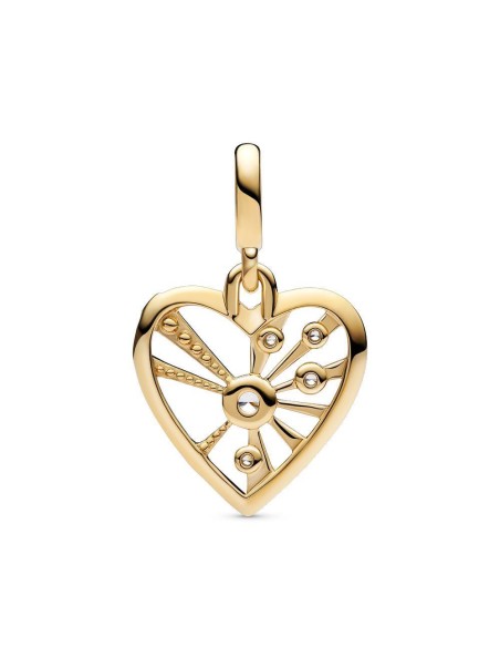 Medallón Pandora ME con un recubrimiento en oro rosa de 14k Corazón & Rayos Pandora