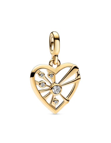 Medallón Pandora ME con un recubrimiento en oro rosa de 14k Corazón & Rayos Pandora