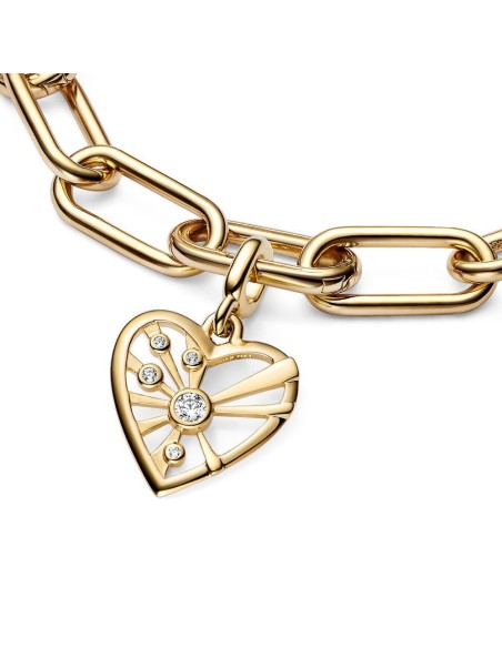 Medallón Pandora ME con un recubrimiento en oro rosa de 14k Corazón & Rayos Pandora
