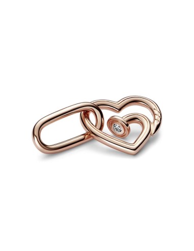 Link Doble Pandora ME con un recubrimiento en oro rosa de 14k Corazón Clavado 