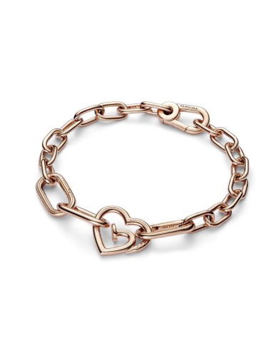 Link Doble Pandora ME con un recubrimiento en oro rosa de 14k Corazón Clavado 