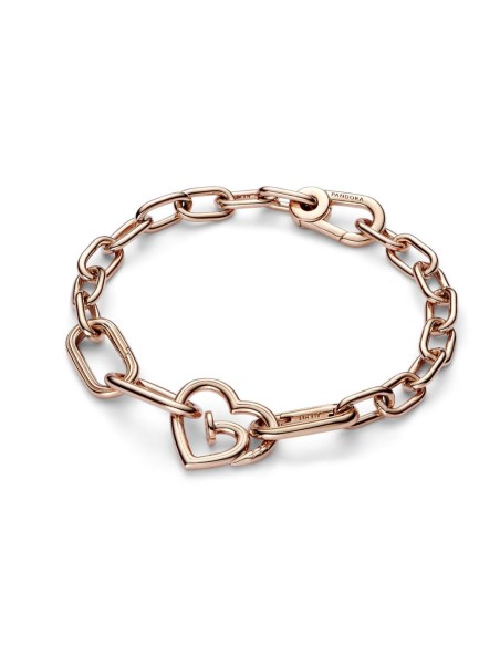 Link Doble Pandora ME con un recubrimiento en oro rosa de 14k Corazón Clavado 
