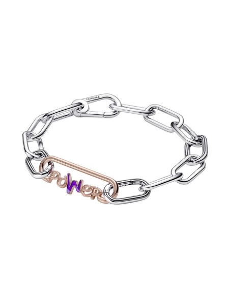 Link con un recubrimiento en oro rosa de 14k Palabra Power Pandora ME