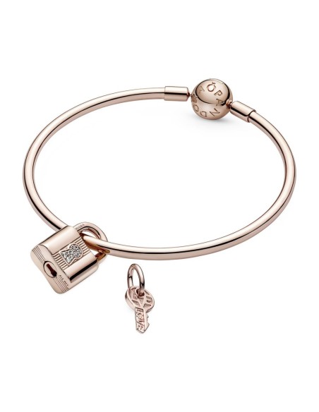 Charm Colgante con un recubrimiento en oro rosa de 14k Candado & Llave