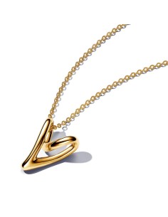 Collar con un recubrimiento en oro de 14k Corazón Forma Orgánica 