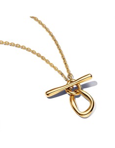 Collar con un recubrimiento en oro de 14k Barra en T Círculos Forma Orgánica
