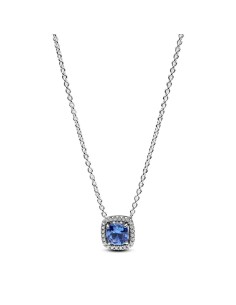 Collar en plata de ley Halo Azul Cuadrado Brillante | Pandora Oficial