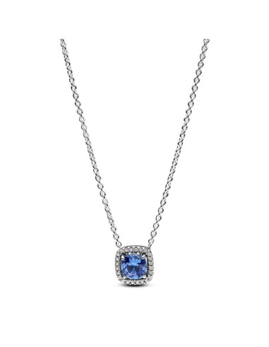 Collar en plata de ley Halo Azul Cuadrado Brillante | Pandora Oficial