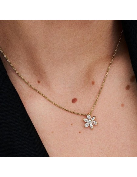 HERBARIUM CLUSTER 14K GOLD-PLATED COLLIER WITH CLEAR CUBIC ZIRCONIA