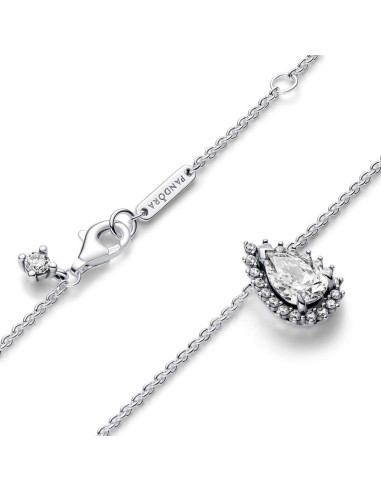 Collar en plata de ley Halo Brillante Corte Pera​