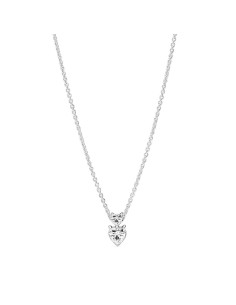 Collar en plata de ley Colgante Doble Corazón Brillante