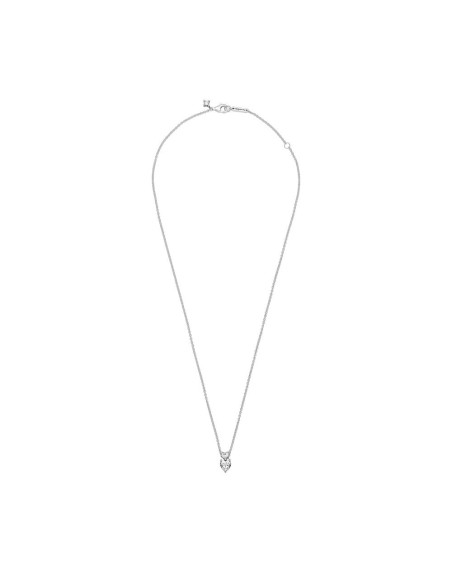 Collar en plata de ley Colgante Doble Corazón Brillante