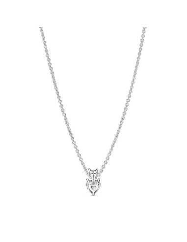 Collar en plata de ley Colgante Doble Corazón Brillante