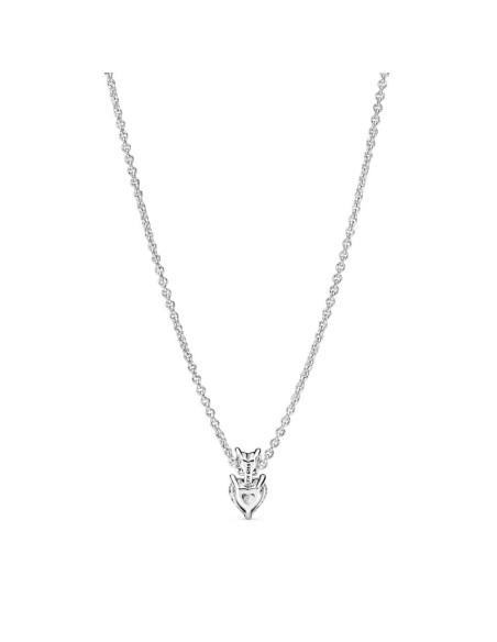 Collar en plata de ley Colgante Doble Corazón Brillante