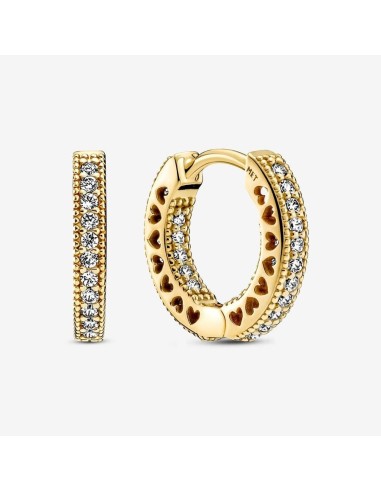 Pendientes de Aro Corazón Pavé en Baño de Oro de 14k de Pandora