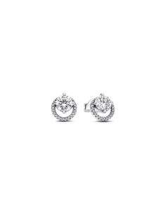 Pendientes Pandora Plata Halo Redondo Brillante