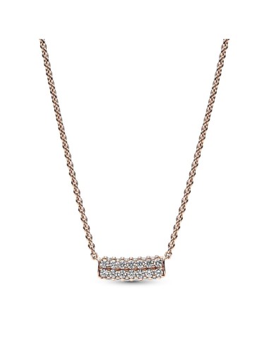 Collar con un recubrimiento en oro rosa de 14k Fila Doble en Pavé Pandora