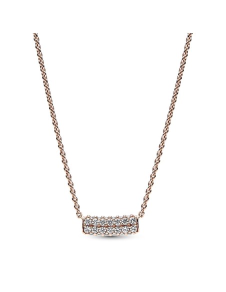 Collar con un recubrimiento en oro rosa de 14k Fila Doble en Pavé Pandora