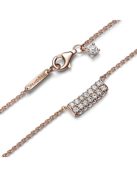 Collar con un recubrimiento en oro rosa de 14k Fila Doble en Pavé Pandora