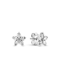 Pendientes Pandora de plata Copo de Nieve con circonitas cúbicas transparentes