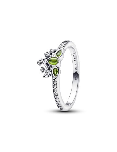 Anillo Tiara Princesa Tiana de Pandora en Plata de Ley y Cristales Verdes