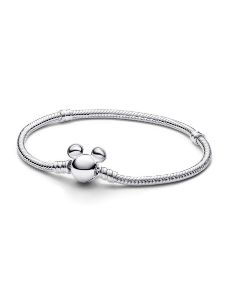 Pulsera Pandora Moments en plata de ley Cadena de Serpiente con Cierre Mickey Mouse de Disney