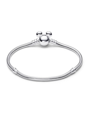 Pulsera Pandora Moments en plata de ley Cadena de Serpiente con Cierre Mickey Mouse de Disney