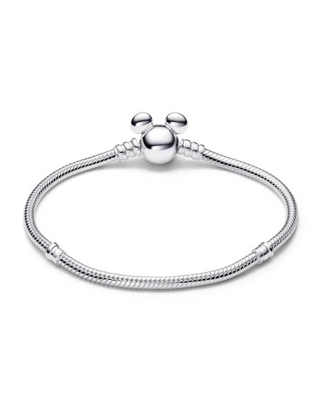 Pulsera Pandora Moments en plata de ley Cadena de Serpiente con Cierre Mickey Mouse de Disney