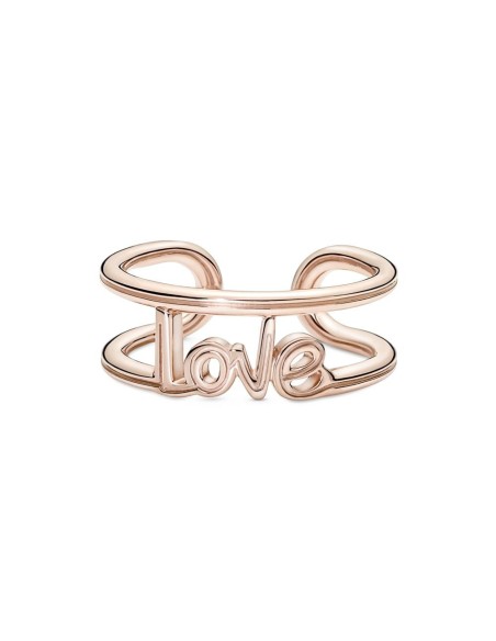 Anillo con un recubrimiento en oro rosa de 14k Abierto Love Pandora ME