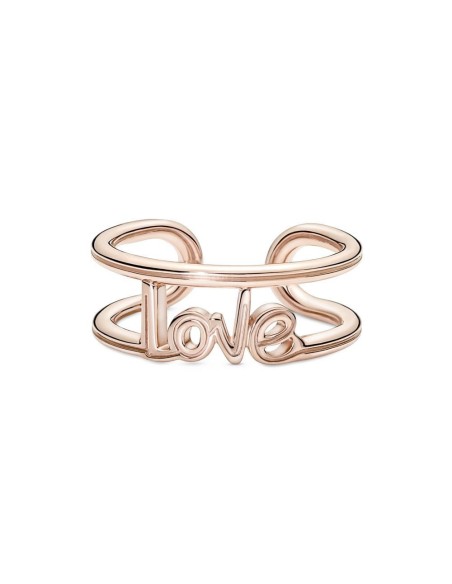 Anillo con un recubrimiento en oro rosa de 14k Abierto Love Pandora ME