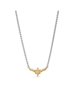 Collar en plata de ley y con un recubrimiento en oro de 14k Estrella Octogonal Capitana Marvel en Dos Tonos de Marvel Pandora 2