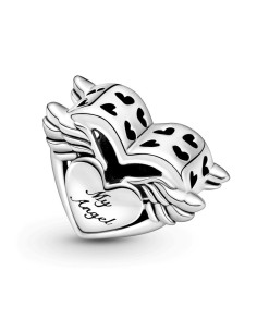 Charm Pandora de Mamá con corazón con alas en plata de ley 2