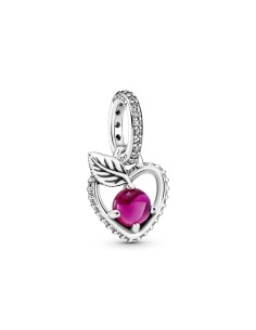 Charm Pandora colgante de plata de ley Manzana blanco nieve de Disney con cristal cerise y circonita cúbica transparente
