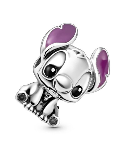 Charm Lilo y Stitch en Plata de Ley - Esmalte Morado y Negro
