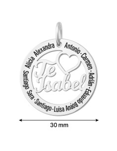 Medalla Nombre Personalizada "Te quiero ..." 30 mm Plata de Ley 925 Brillo ✨