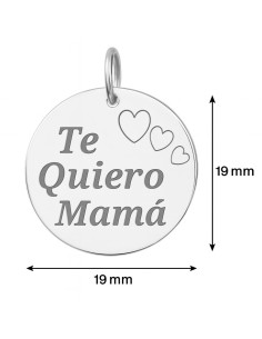 Medalla “Te Quiero Mamá” Plata de Ley 925 19 mm ✨ Grabado Personalizable