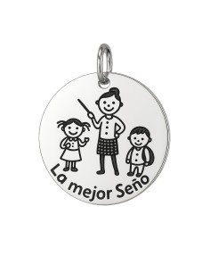 Medalla “La mejor Seño” Plata de Ley 925 19 mm ✨ Grabado Personalizable