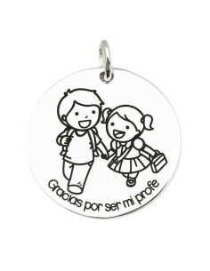 Medalla “Gracias por ser mi profe” Plata de Ley 925 19 mm ✨ Grabado Personalizable
