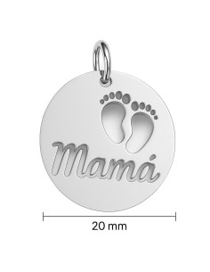 ✨ Colgante pies de bebé en plata de ley 19 mm – personalizado Mamá en velarra.es 💖