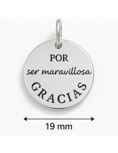 Medalla “Por ser maravillosa, Gracias” Plata de Ley 925 19 mm ✨ Grabado Personalizable