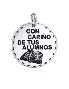 Medalla “Con Cariño de tus Alumnos” Plata de Ley 925 19 mm Brillo ✨ + Personalización Reverso