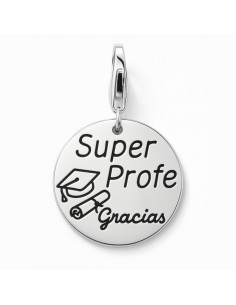 Medalla “Super Profe Gracias” Plata de Ley 925 Ø 19 mm ✨ Grabado Personalizable