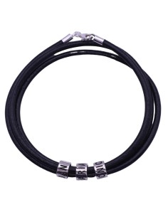Pulsera piel y plata de ley 925 con cuentas personalizables hasta 6 nombres 2