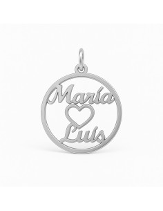 Colgante Nombre Pareja Plata de Ley 925 Ø 19 mm ✨ 2 Nombres Calados